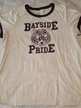 Ripple Junction Saved by the Bell Logo Ringer Tee - White & Maroon